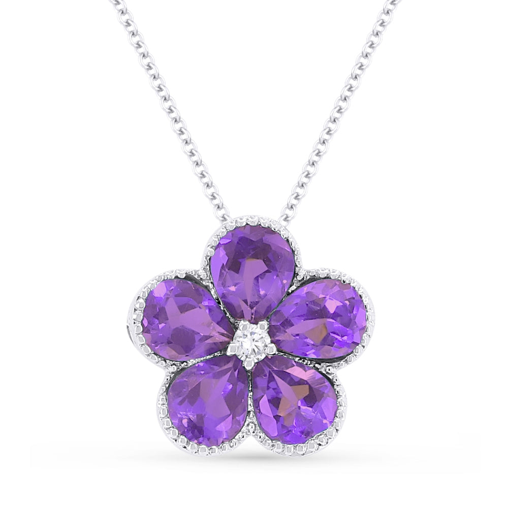Madison L 14K White Gold Amethyst Flower Pendant - style N1231AMW