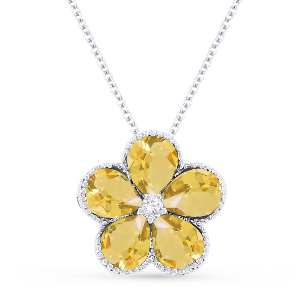 Madison L 14K White Gold Citrine Flower Pendant - style N1231CTW