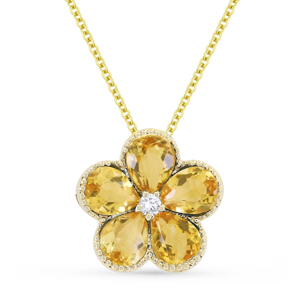 Madison L 14K Yellow Gold Citrine Flower Pendant - style N1231CTY