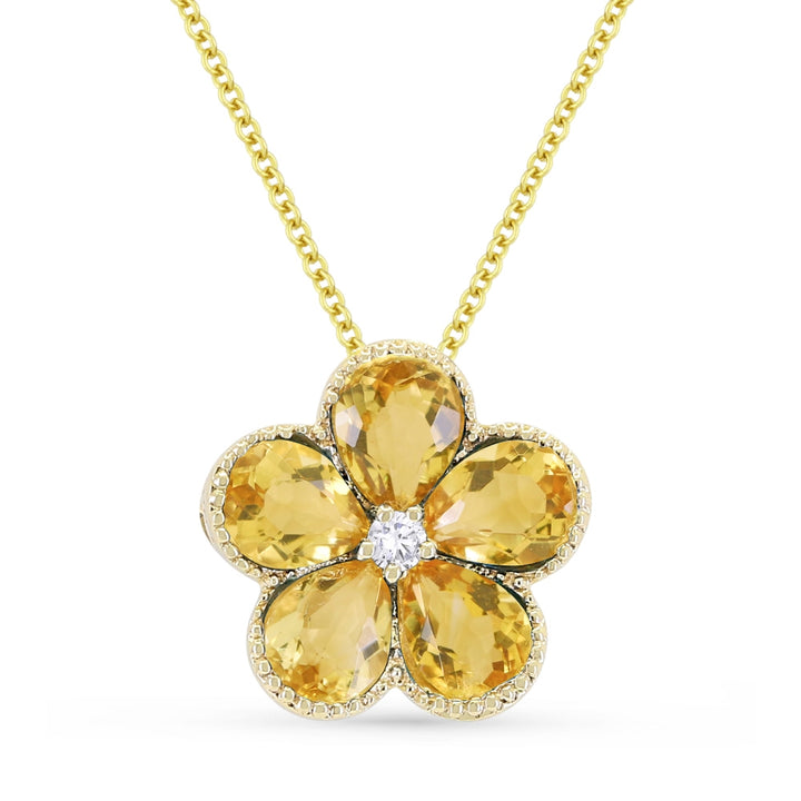 Madison L 14K Yellow Gold Citrine Flower Pendant - style N1231CTY