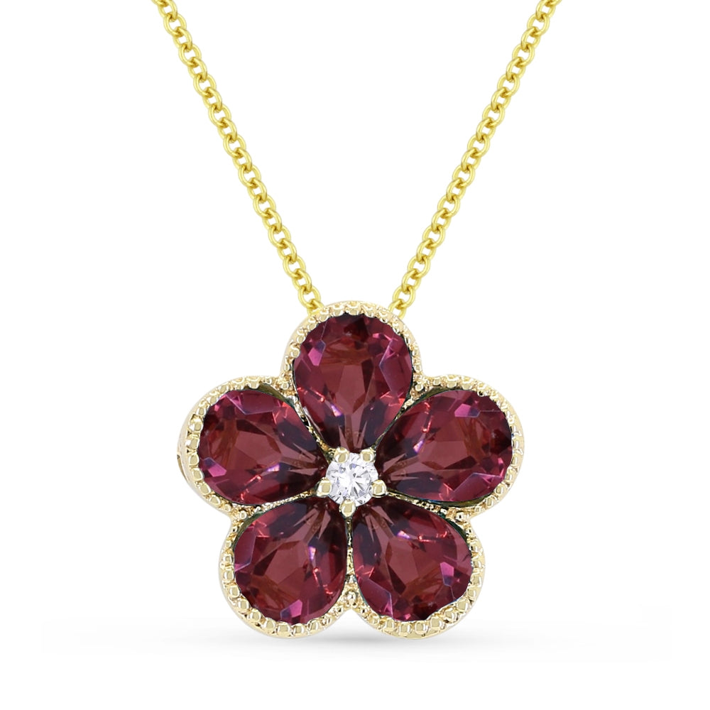 Madison L 14K Yellow Gold Garnet Flower Pendant - style N1231GAY