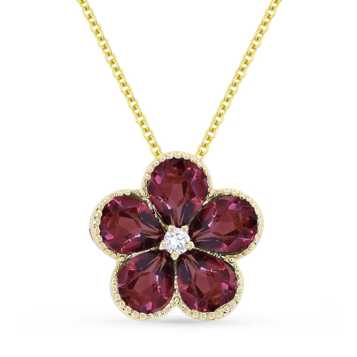 Madison L 14K Yellow Gold Garnet Flower Pendant - style N1231GAY