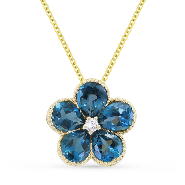 Madison L 14K Yellow Gold London Blue Topaz Flower Pendant - style N1231LBTY