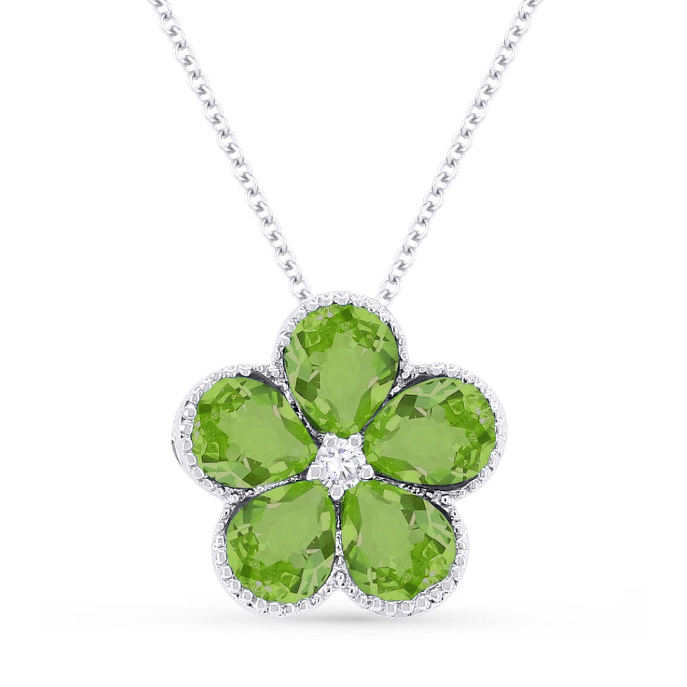 Madison L 14K White Gold Peridot Flower Pendant - style N1231PRW