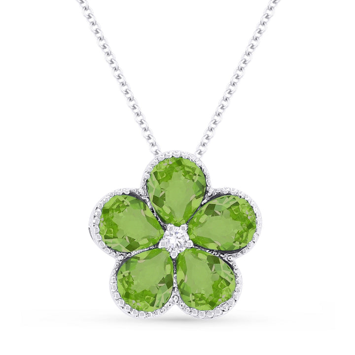 Madison L 14K White Gold Peridot Flower Pendant - style N1231PRW