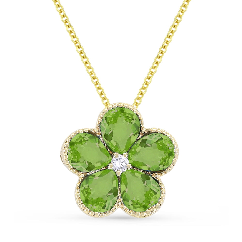 Madison L 14K Yellow Gold Peridot Flower Pendant - style N1231PRY