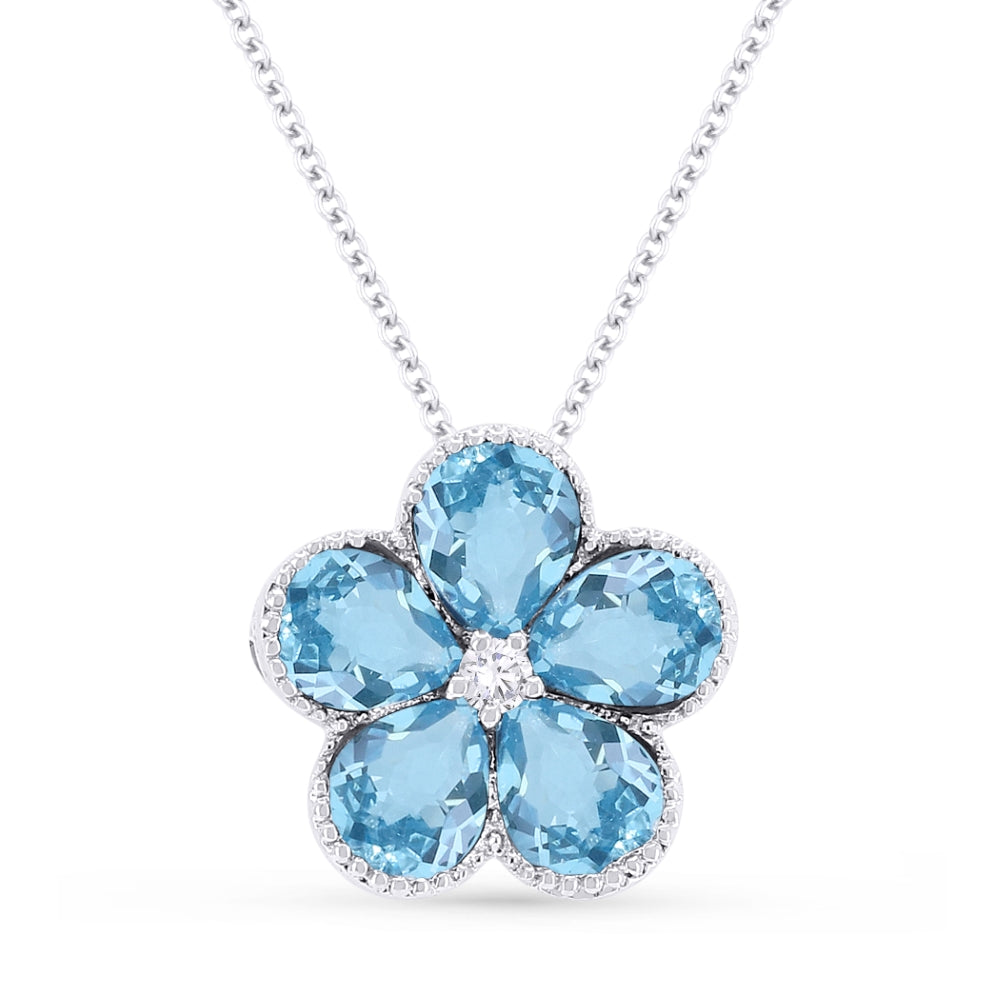 Madison L 14K White Gold Swiss Blue Topaz Flower Pendant - style N1231SWBTW