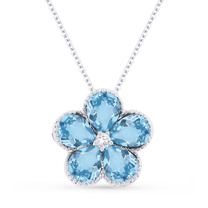Madison L 14K White Gold Swiss Blue Topaz Flower Pendant - style N1231SWBTW
