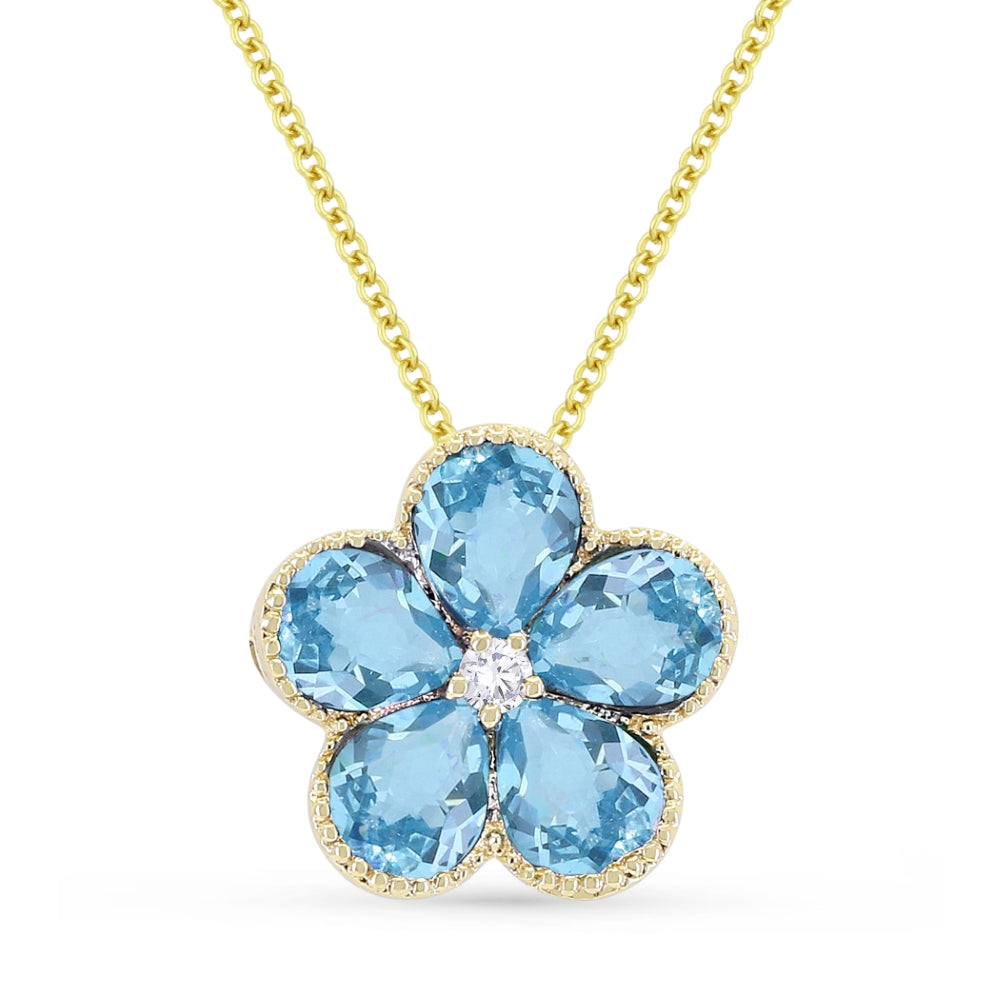 Madison L 14K Yellow Gold Swiss Blue Topaz Flower Pendant - style N1231SWBTY