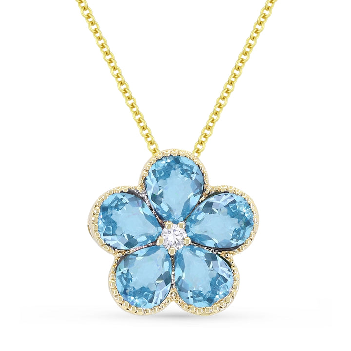 Madison L 14K Yellow Gold Swiss Blue Topaz Flower Pendant - style N1231SWBTY