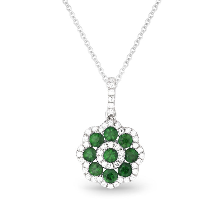 Madison L 14K White Gold Emerald Flower Pendant - style N1235EMW