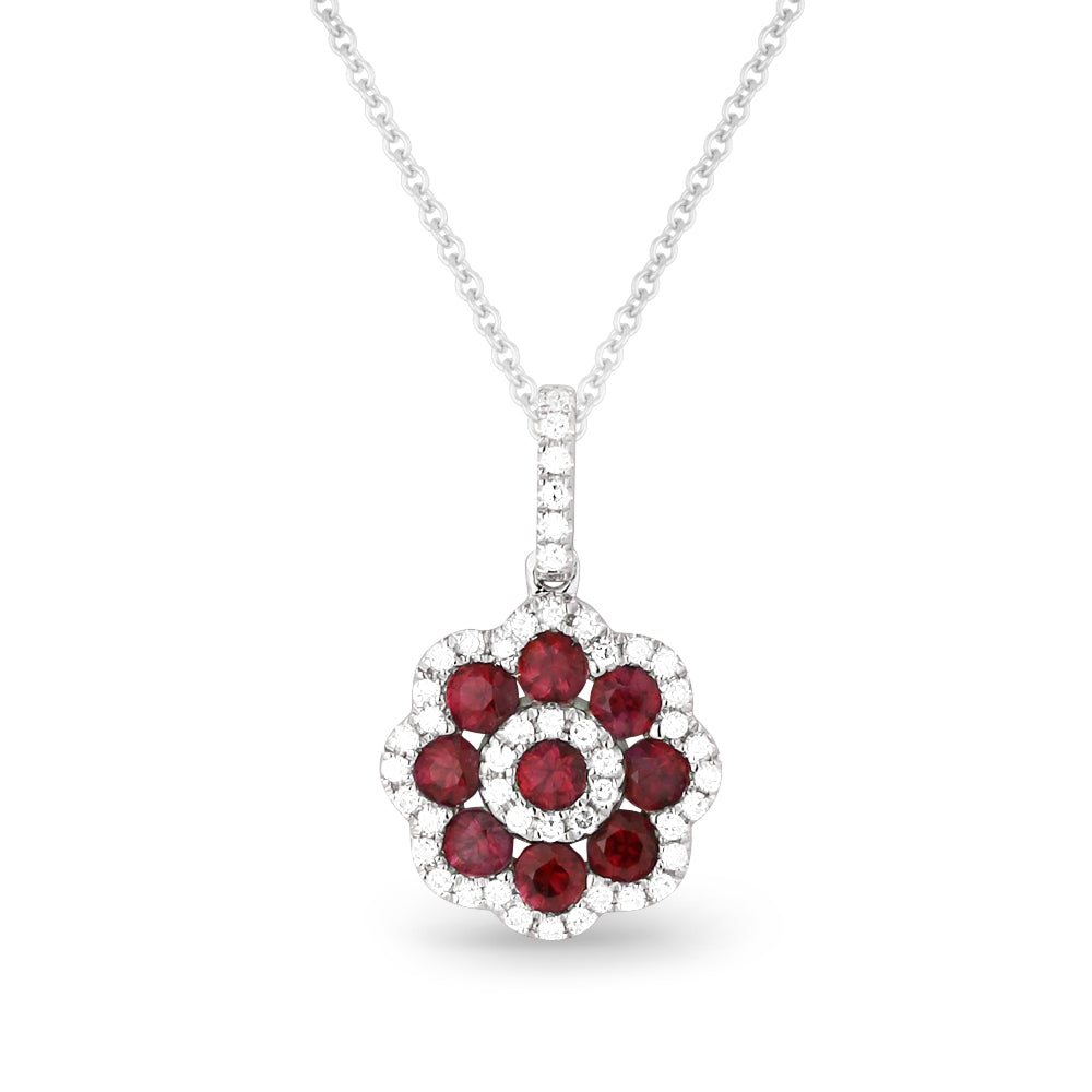 Madison L 14K White Gold Ruby Flower Pendant - style N1235RUW