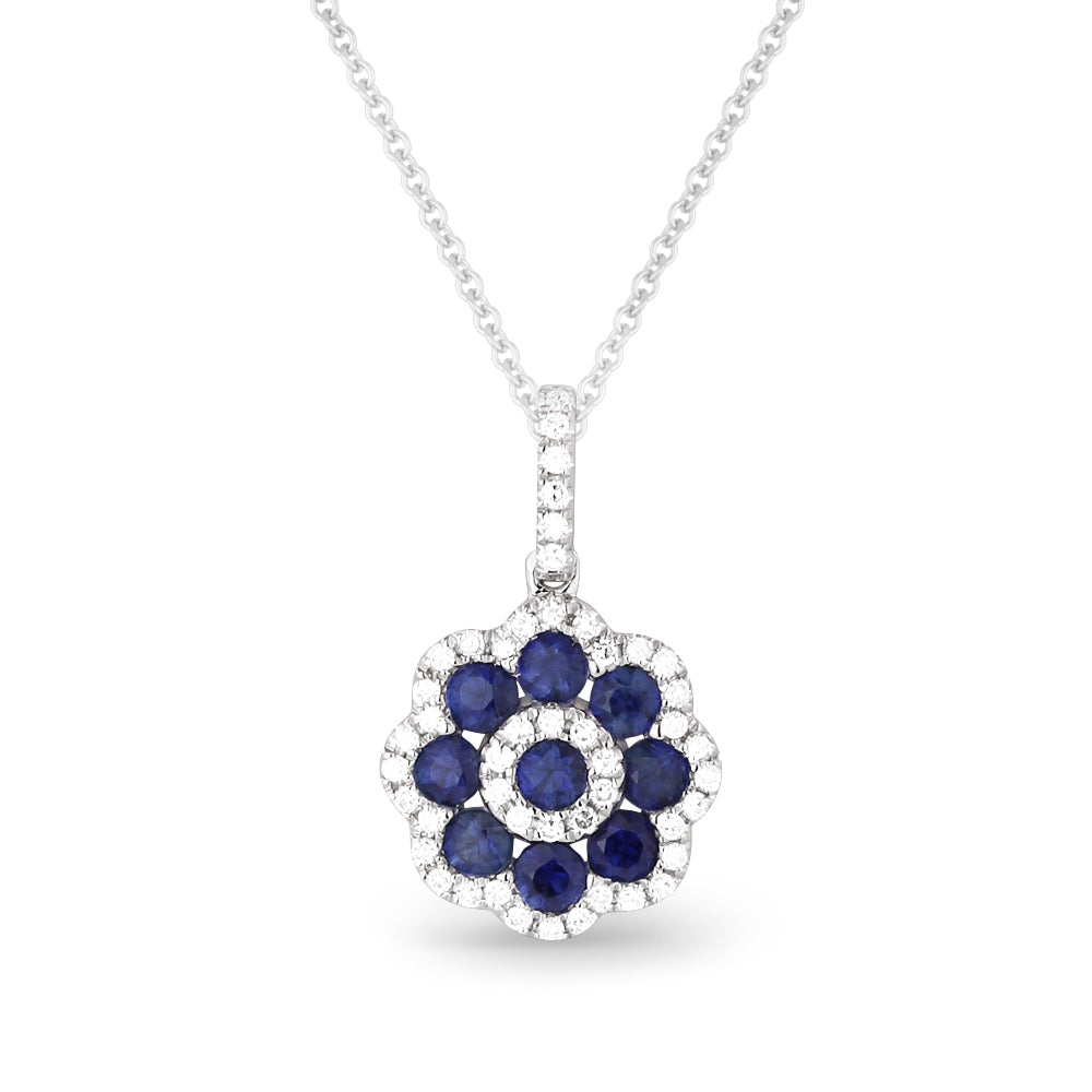 Madison L 14K White Gold Sapphire Flower Pendant - style N1235SAW