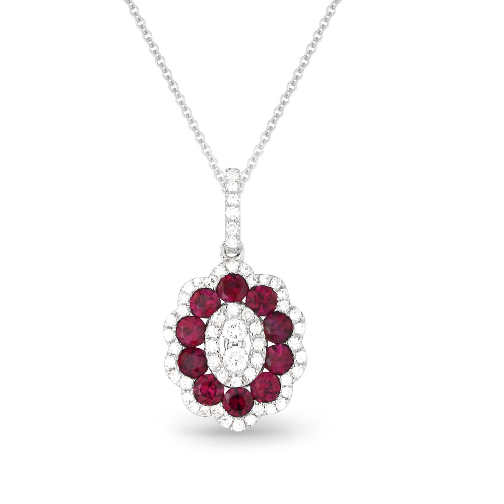 Madison L 14K White Gold Ruby Oval Pendant - style N1236RUW