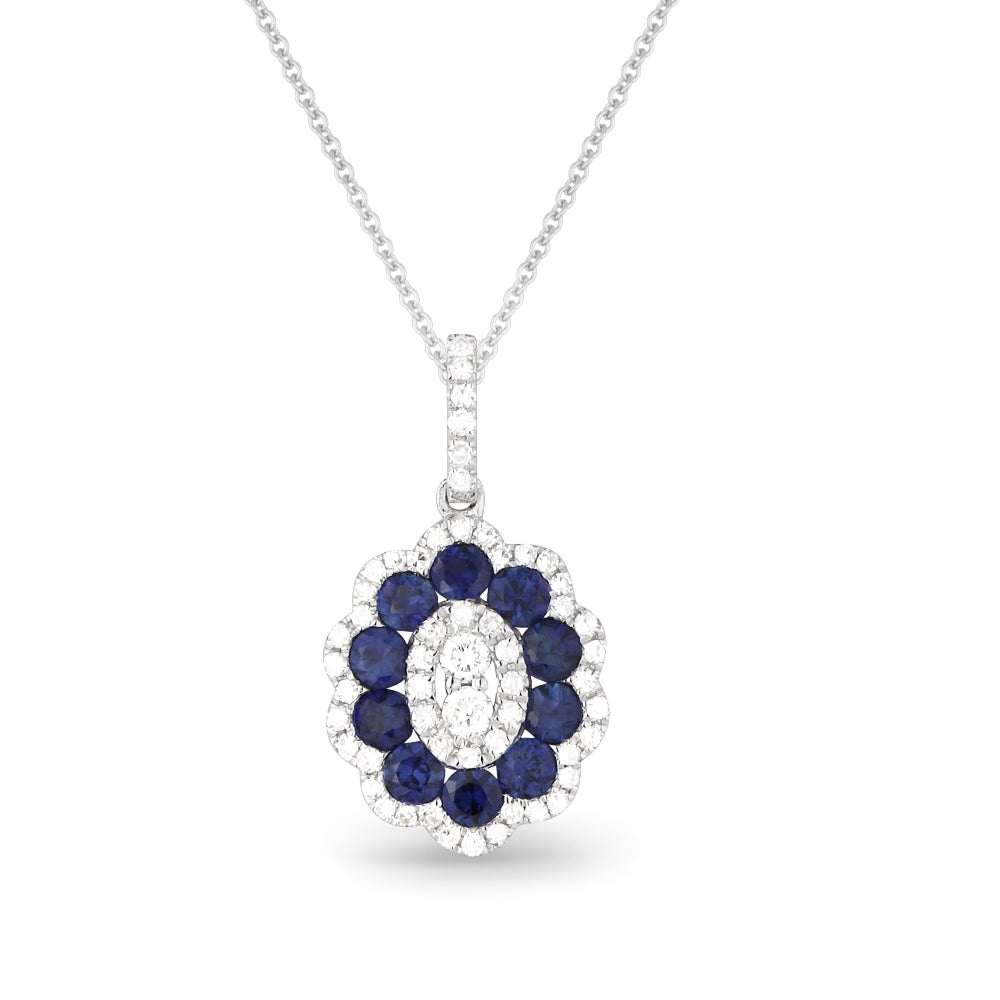 Madison L 14K White Gold Sapphire Oval Pendant - style N1236SAW