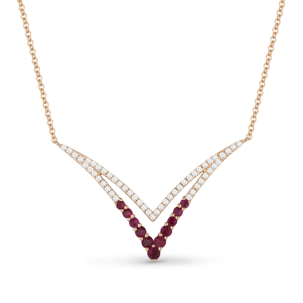 Madison L 14K Rose Gold Ruby Bar Necklace - style N1243RUP