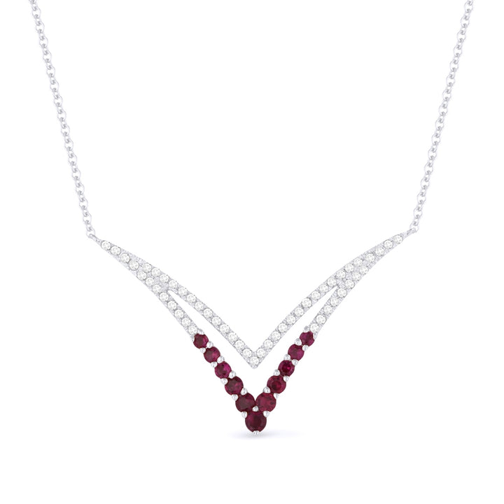 Madison L 14K White Gold Ruby Bar Necklace - style N1243RUW
