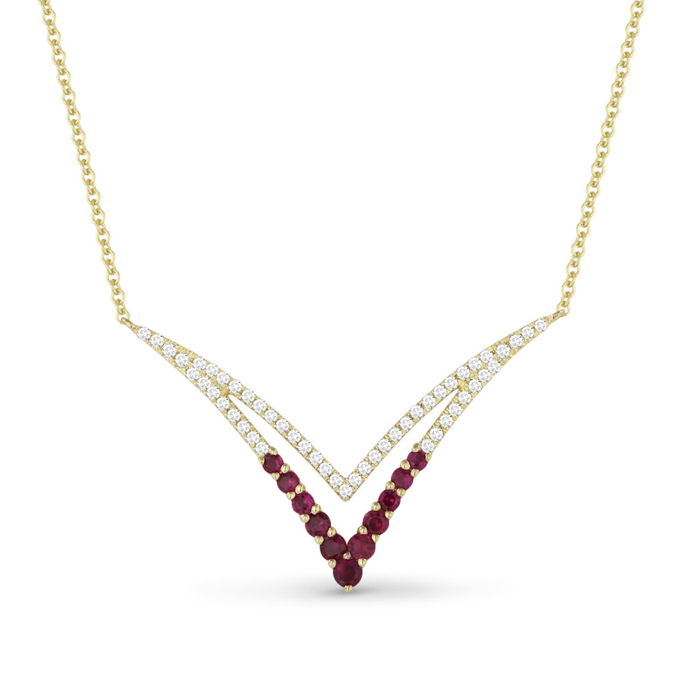 Madison L 14K Yellow Gold Ruby Bar Necklace - style N1243RUY