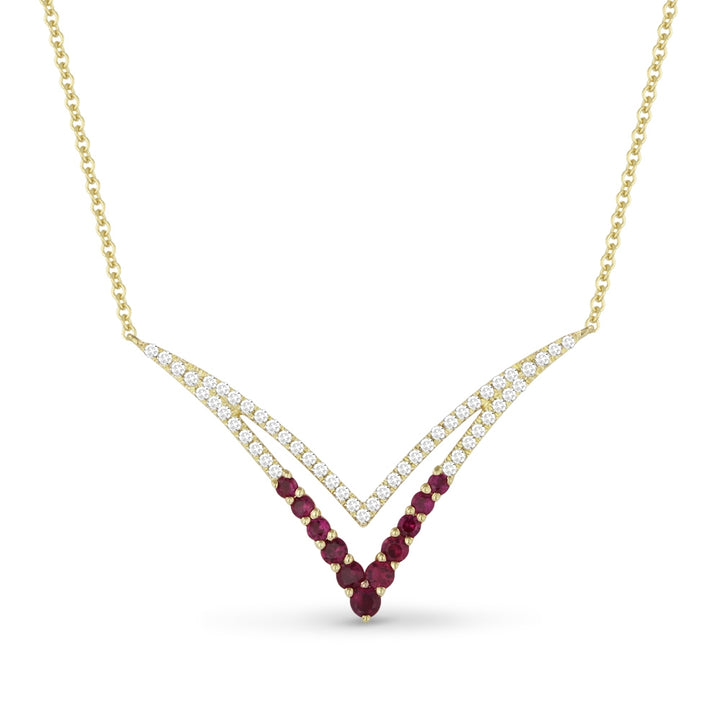 Madison L 14K Yellow Gold Ruby Bar Necklace - style N1243RUY