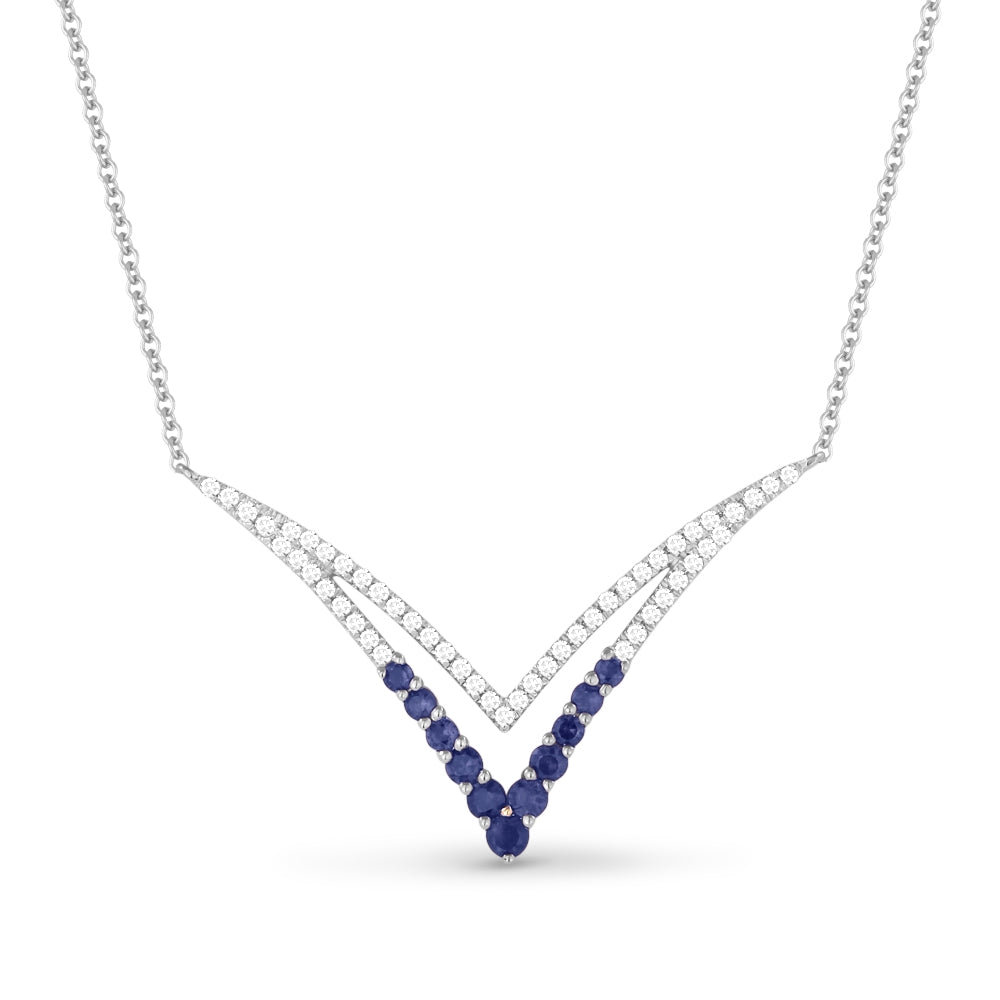 Madison L 14K White Gold Sapphire Bar Necklace - style N1243SAW