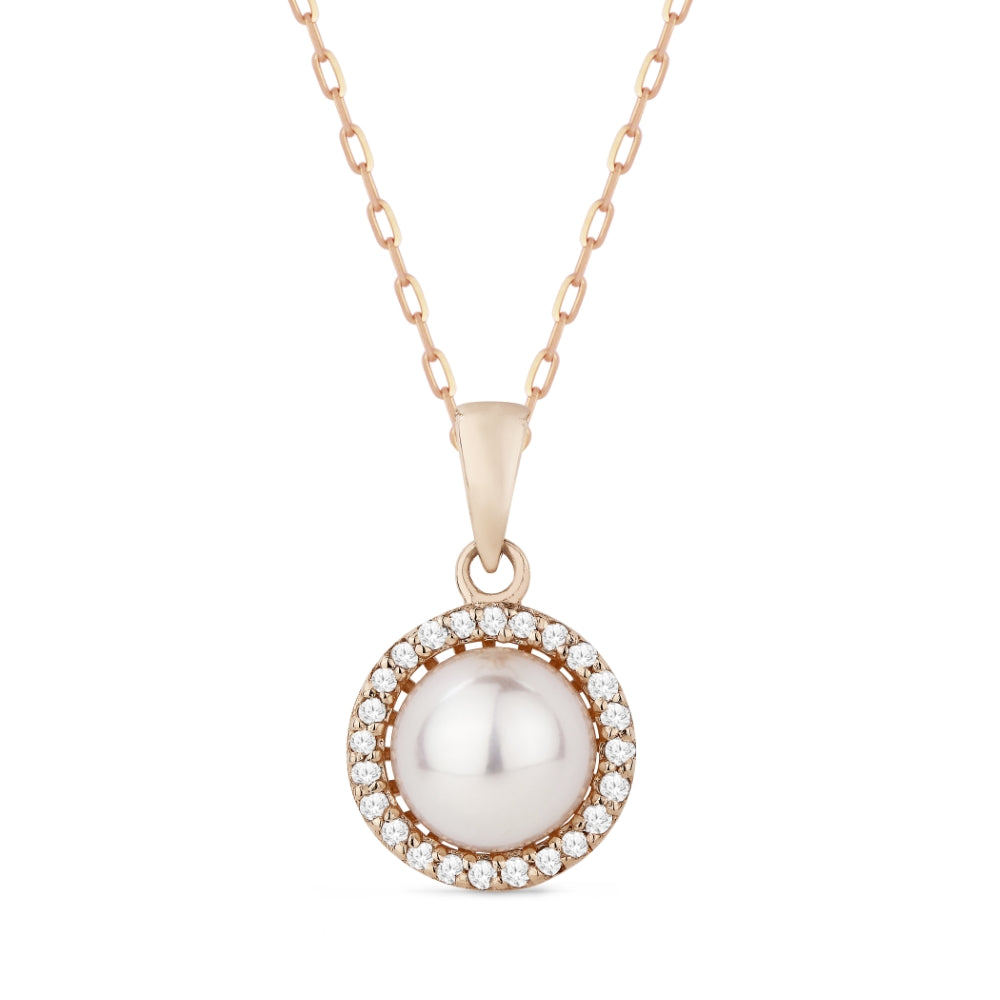 Madison L 14K Rose Gold Pearl Round Pendant - style N1253PEP