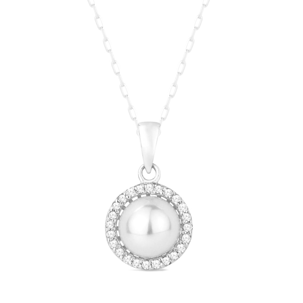 Madison L 14K White Gold Pearl Round Pendant - style N1253PEW