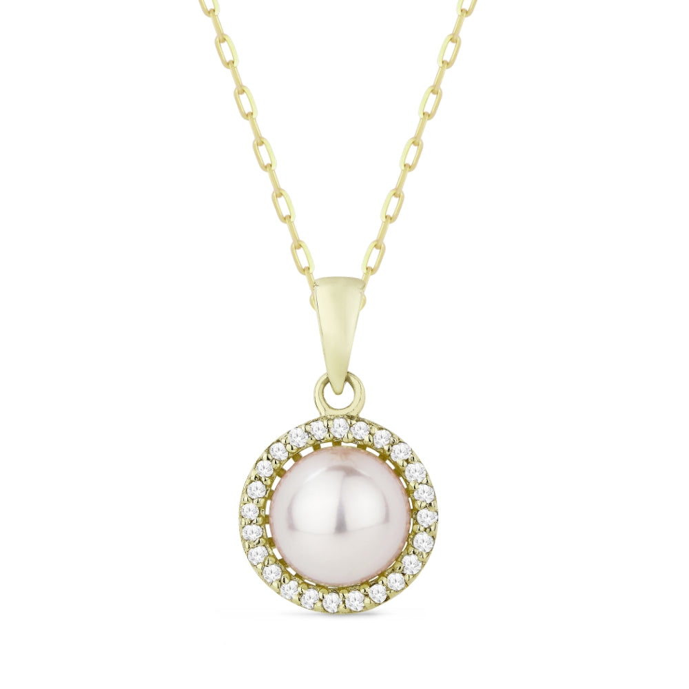 Madison L 14K Yellow Gold Pearl Round Pendant - style N1253PEY