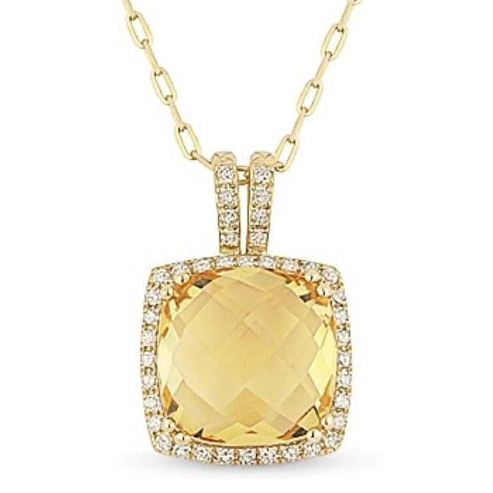 Madison L 14K Yellow Gold Citrine Cushion Pendant - style N1254CTY