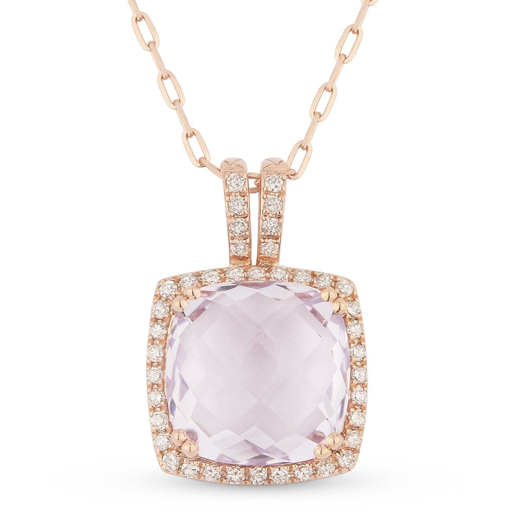 Madison L 14K Rose Gold Pink Amethyst Cushion Pendant - style N1254PAMP