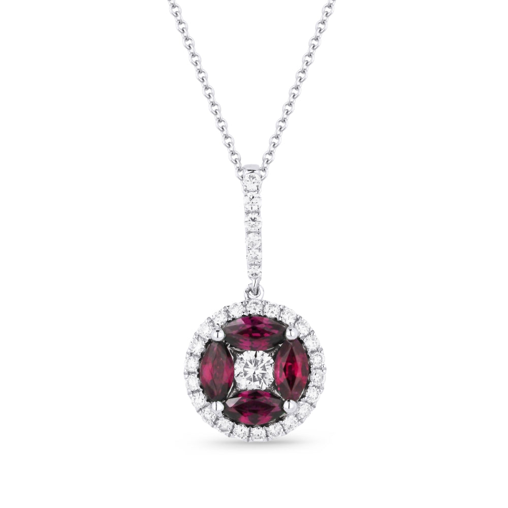 Madison L 14K White Gold Ruby Round Pendant - style N1255RUW