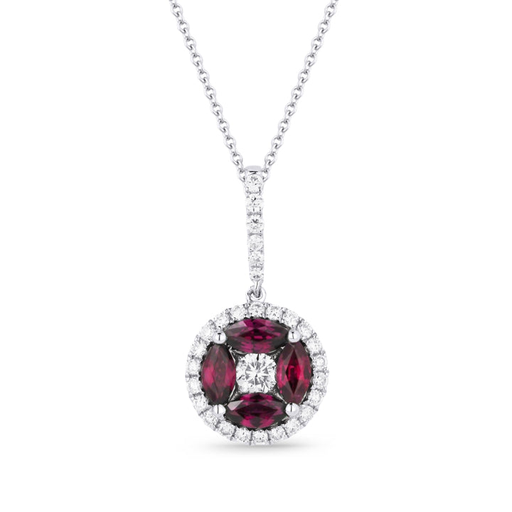Madison L 14K White Gold Ruby Round Pendant - style N1255RUW