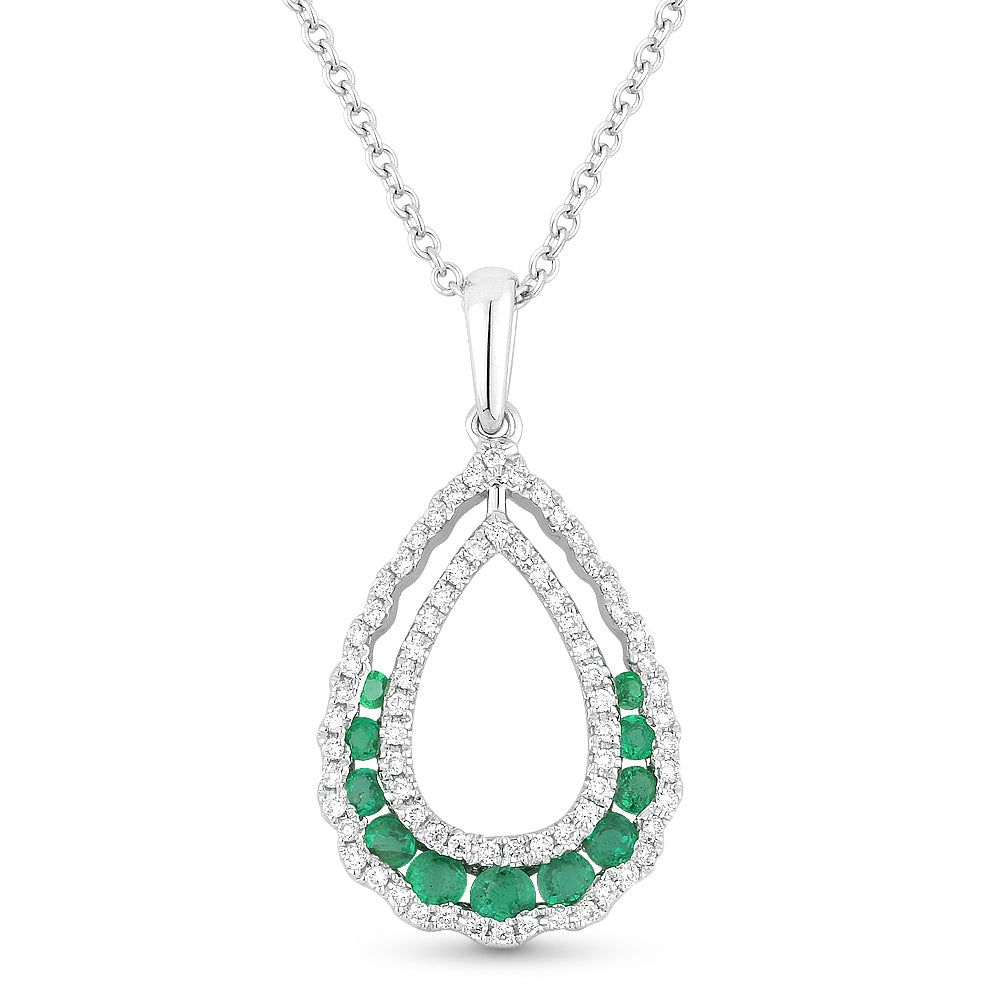Madison L 14K White Gold Emerald Pear Pendant - style N1257EMW