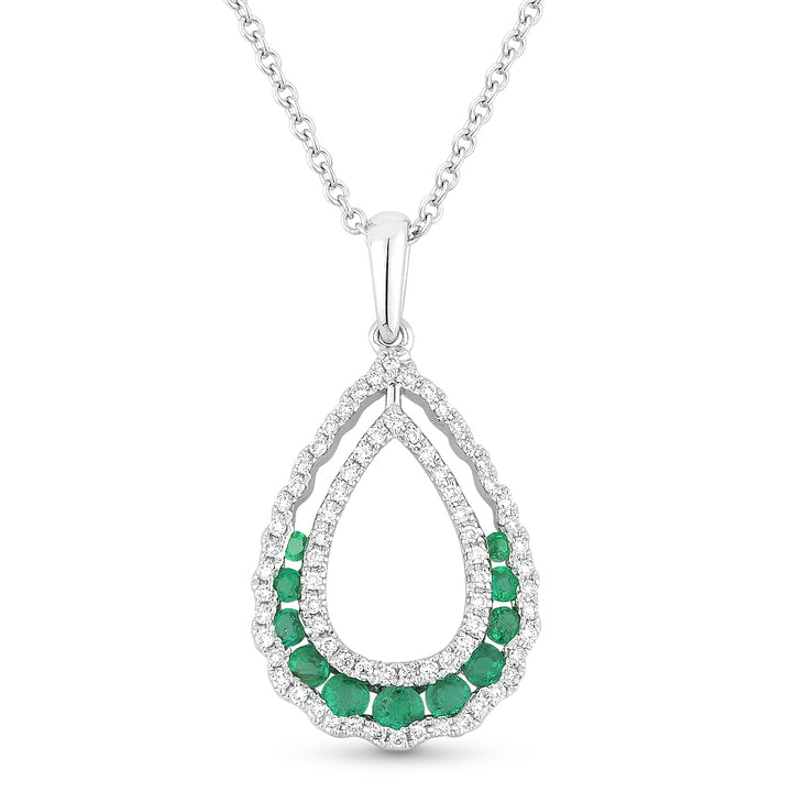 Madison L 14K White Gold Emerald Pear Pendant - style N1257EMW