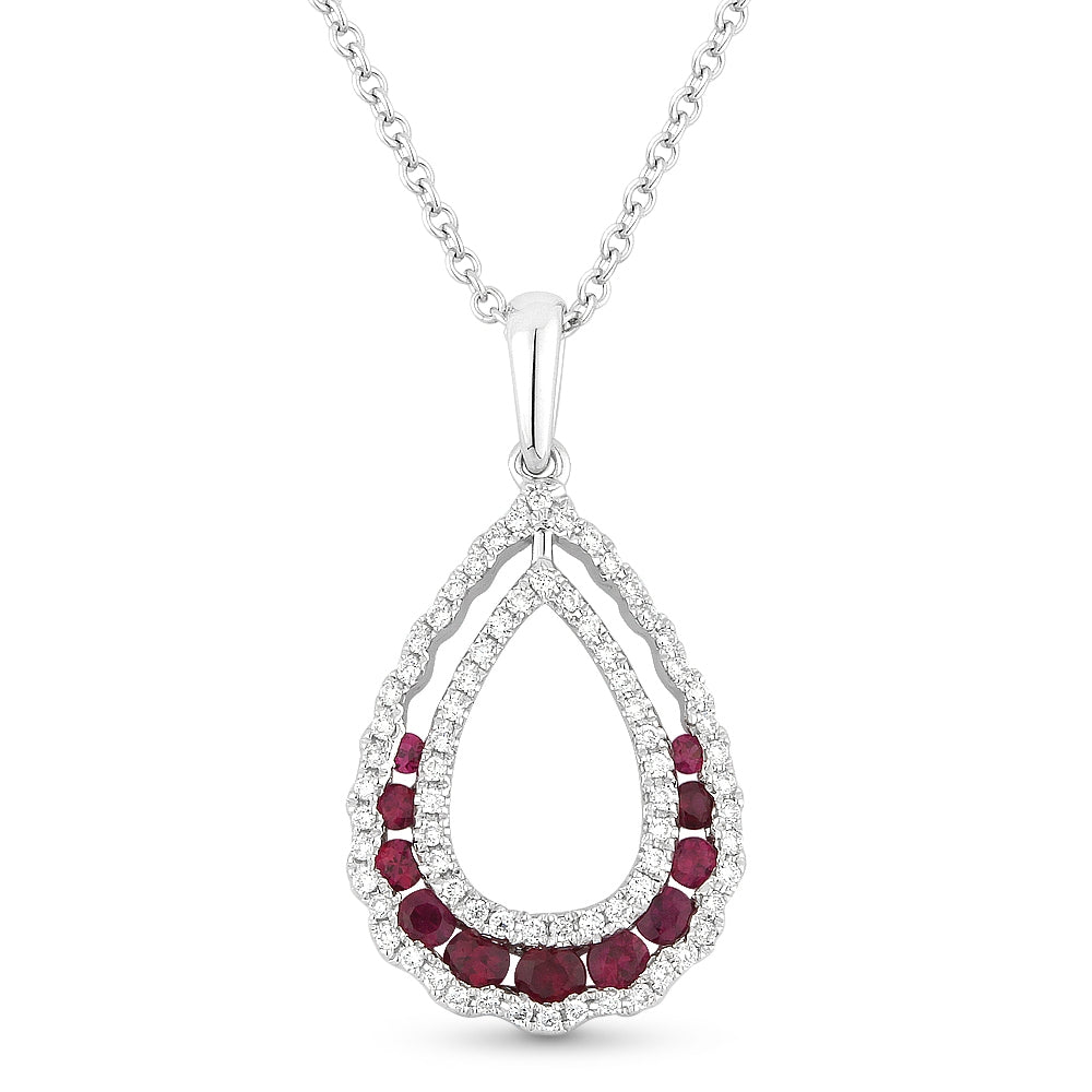 Madison L 14K White Gold Ruby Pear Pendant - style N1257RUW