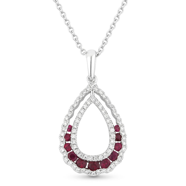 Madison L 14K White Gold Ruby Pear Pendant - style N1257RUW