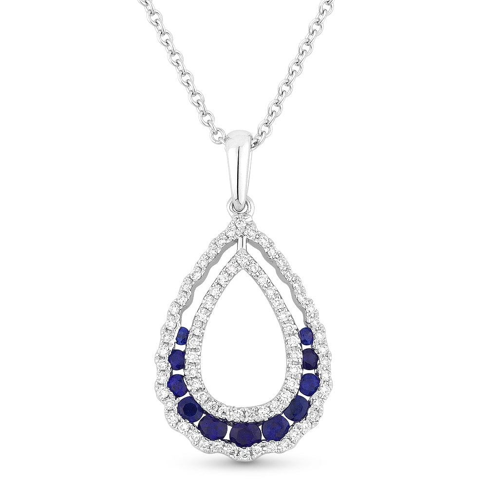 Madison L 14K White Gold Sapphire Pear Pendant - style N1257SAW