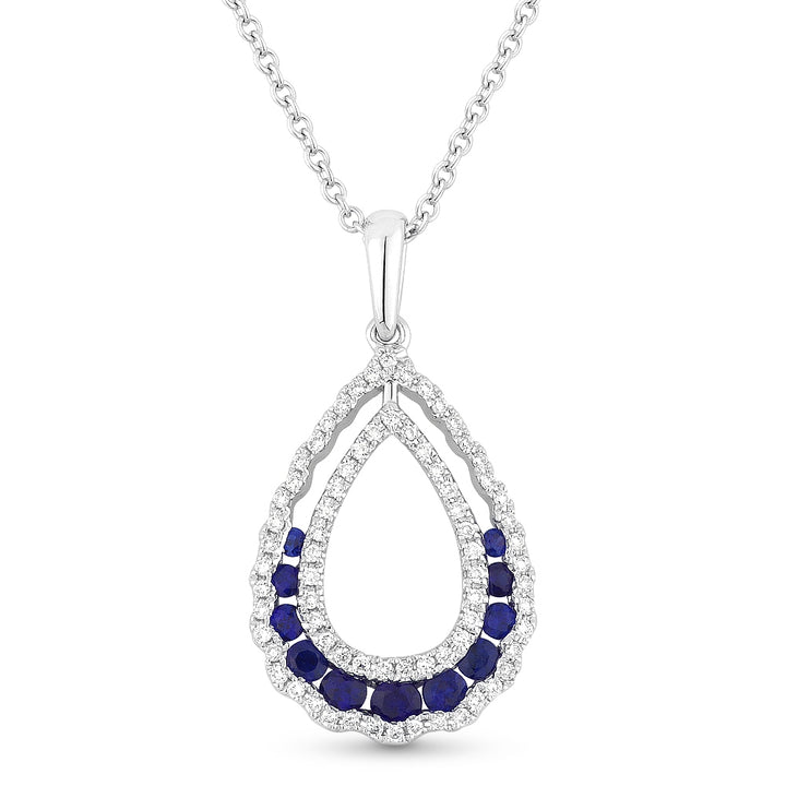 Madison L 14K White Gold Sapphire Pear Pendant - style N1257SAW