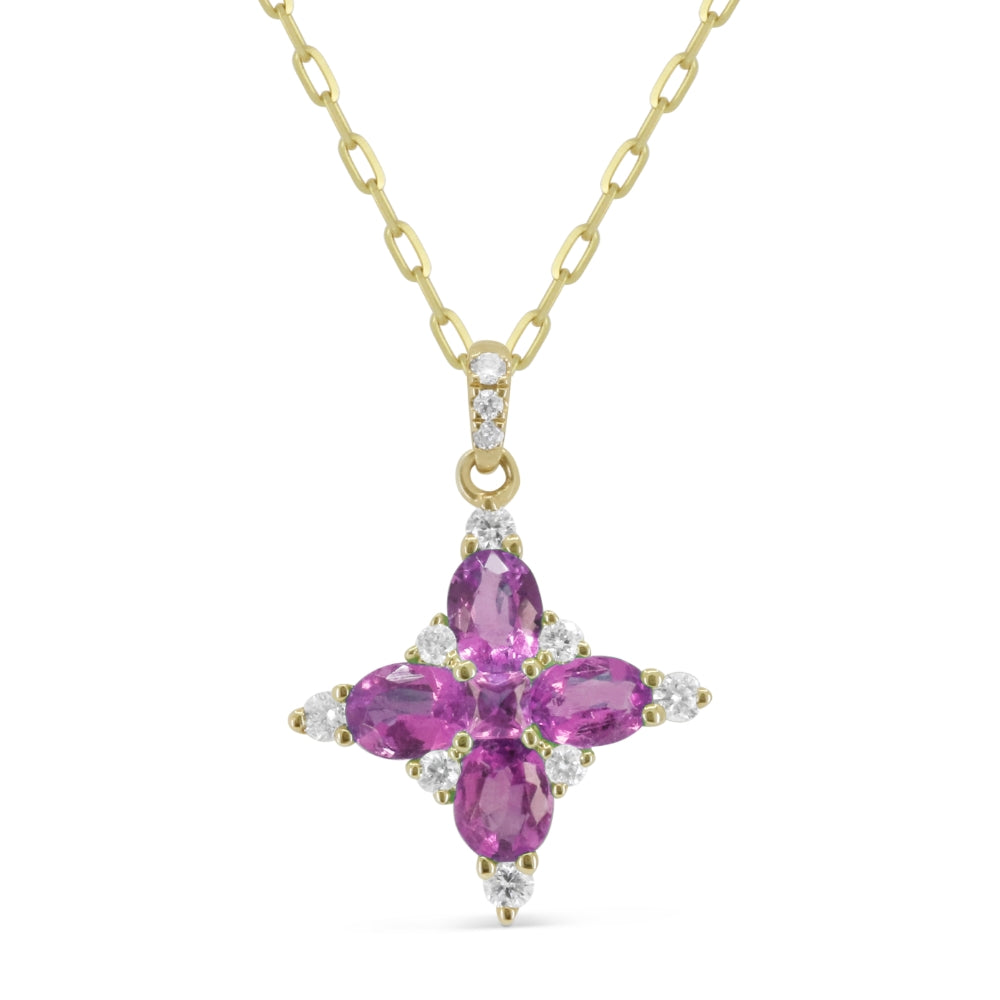 Madison L 14K Yellow Gold Pink Sapphire Flower Pendant - style N1262PSAY