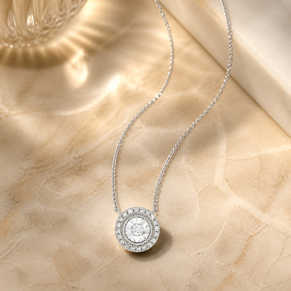 N1283 - 14K Gold Diamond Illusion Setting Pendant