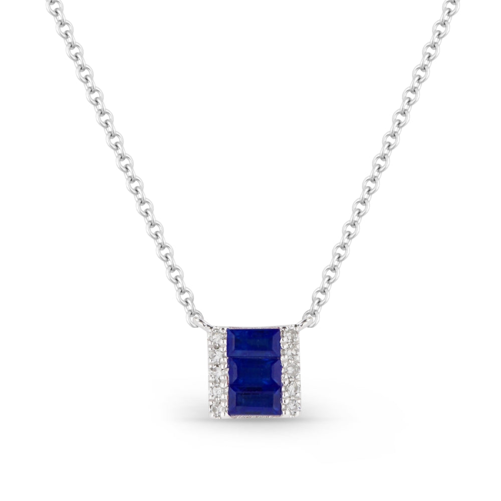 Madison L 14K White Gold Sapphire Rectangle Necklace - style N1288SAW