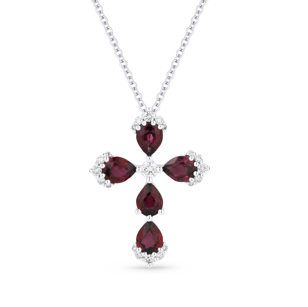 Madison L 18K White Gold Ruby Crucifix Cross Pendant - style N1323RUW