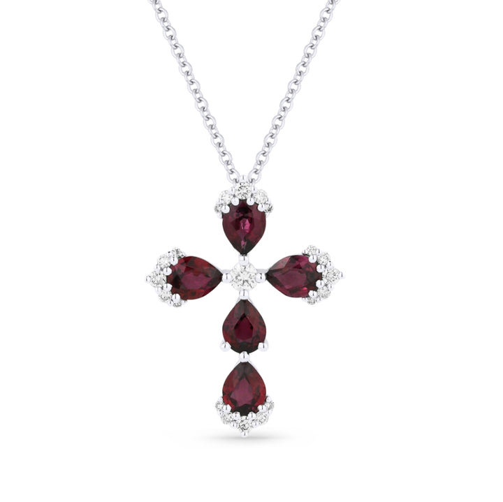 Madison L 18K White Gold Ruby Crucifix Cross Pendant - style N1323RUW