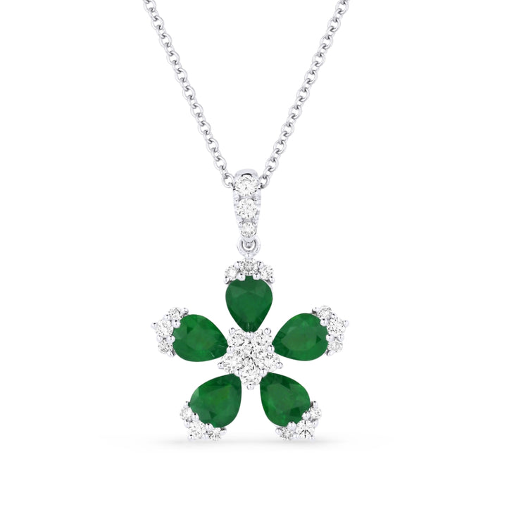 Madison L 18K White Gold Emerald Flower Pendant - style N1326EMW