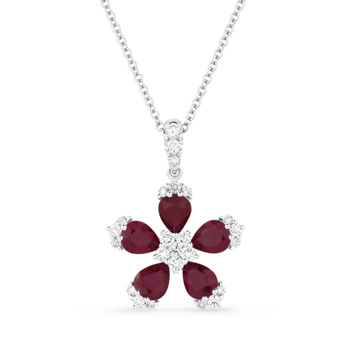Madison L 18K White Gold Ruby Flower Pendant - style N1326RUW