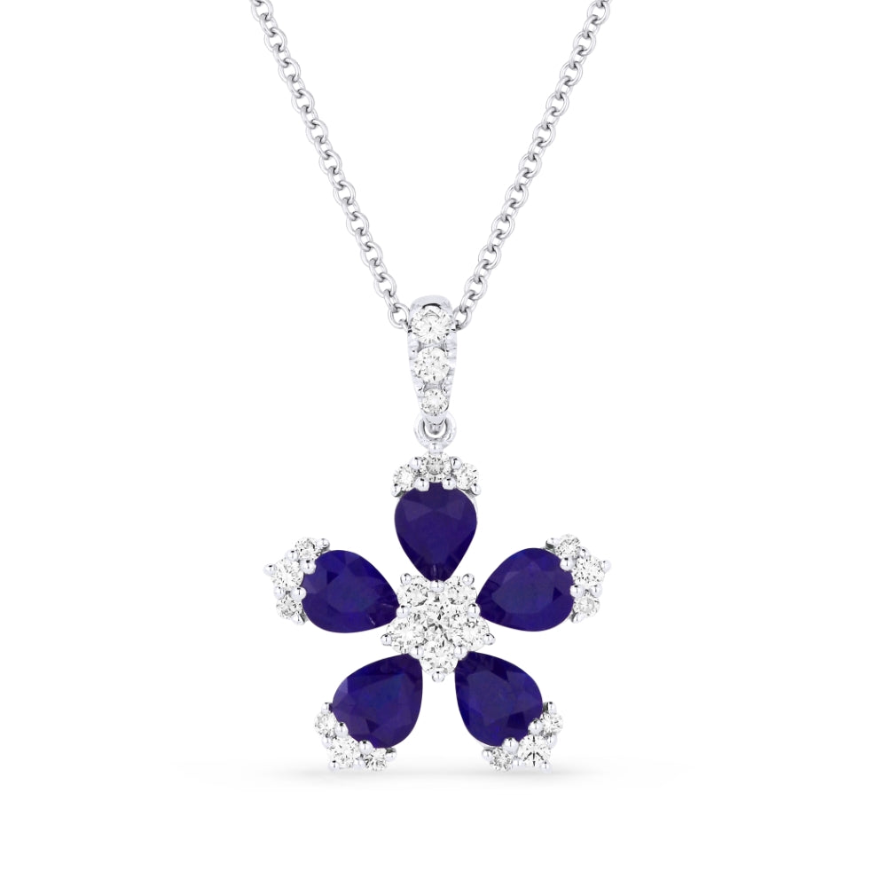Madison L 18K White Gold Sapphire Flower Pendant - style N1326SAW
