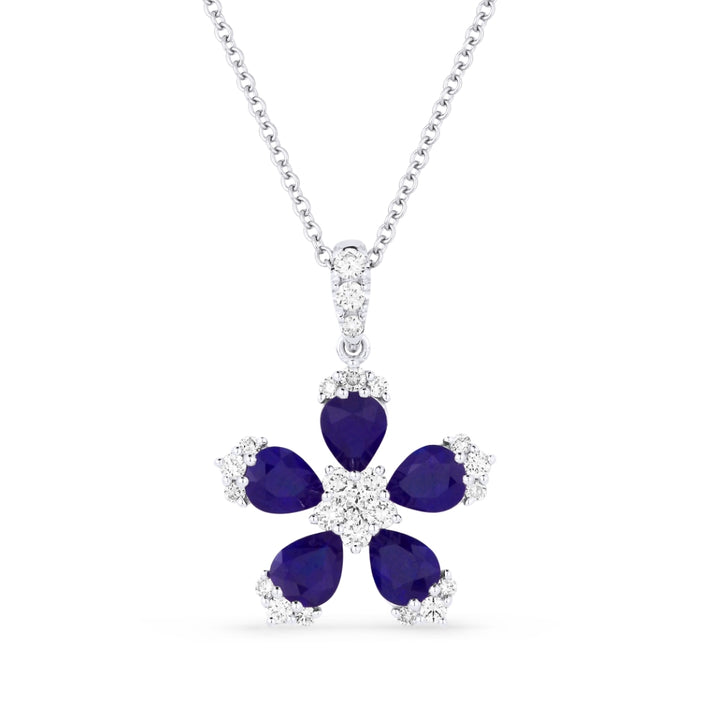 Madison L 18K White Gold Sapphire Flower Pendant - style N1326SAW