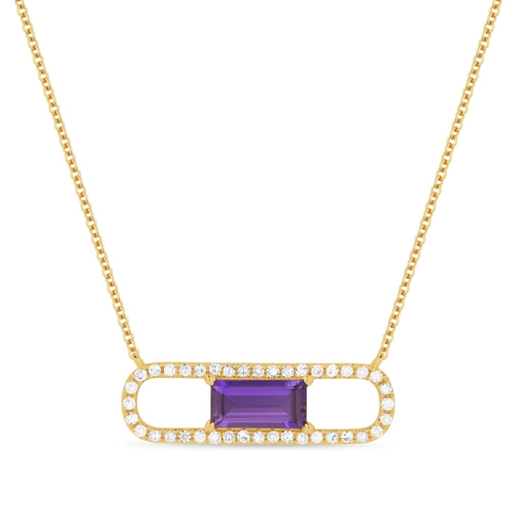 Madison L 14K Rose Gold Amethyst Paperclip Necklace - style N1327AMP