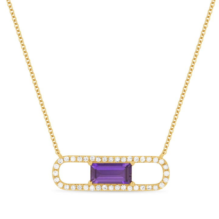 Madison L 14K Rose Gold Amethyst Paperclip Necklace - style N1327AMP