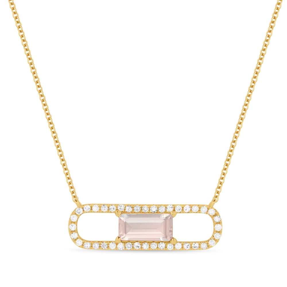 Madison L 14K Rose Gold Created Morganite Paperclip Necklace - style N1327CMGP