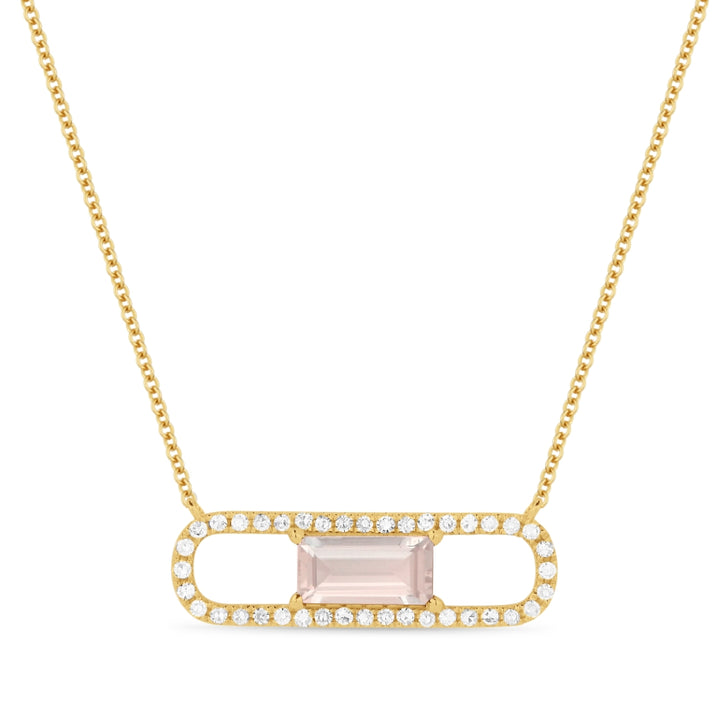 Madison L 14K Rose Gold Created Morganite Paperclip Necklace - style N1327CMGP